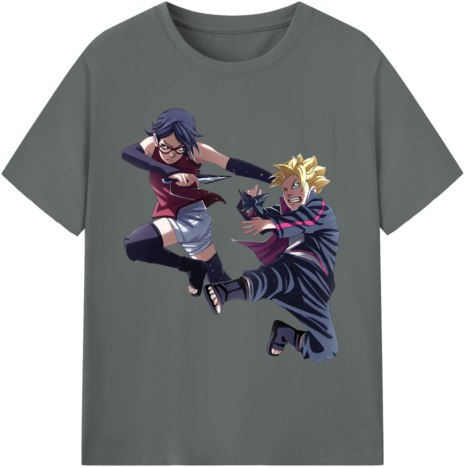 （画像用） NARUTO -ナルト- うちは サラダ Uchiha Sarada 綿100％ メンズ半袖Tシャツ｜肌触りやわらか＆通気性